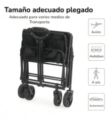 Carro utilitario plegable para acampar de 1 pieza, resistente: marco de metal resistente, 4 ruedas todoterreno, mango ergonómico y diseño plegable, adecuado para acampar, jardín, transporte (no requiere electricidad), equipo para acampar, portaherramientas de jardín, diseño plegable, construcción robusta - Negro - Ver 4