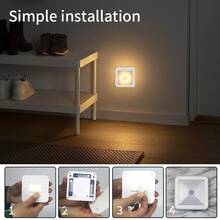 4 件/2 件/1 件 LED 运动传感器夜灯,智能 PIR 传感器橱柜壁灯,易于安装,15 秒自动关闭,暖光和冷光选项,电池供电无线方形传感器灯,适用于浴室、卧室、走廊、楼梯、橱柜 - 白色外殼 - 查看 11
