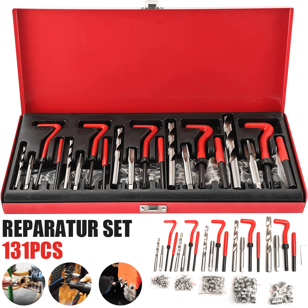 Lislark Set di 131 utensili per la riparazione delle filettature delle auto M5 M6 M8 M10 M12