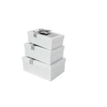 3 Stücke Set silberne rechteckige Geschenkboxen mit goldenem Rand und Schleife für elegante Verpackung - Silber - Übersicht 6