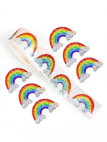 500 miếng/cuộn Miếng dán Holographic cầu vồng, Miếng dán decal vinyl chống thấm nước cho hành lý, đàn guitar, bình nước, ốp lưng điện thoại, máy tính xách tay và quà tặng, thiết kế dễ thương - Nhiều màu - Xem 1