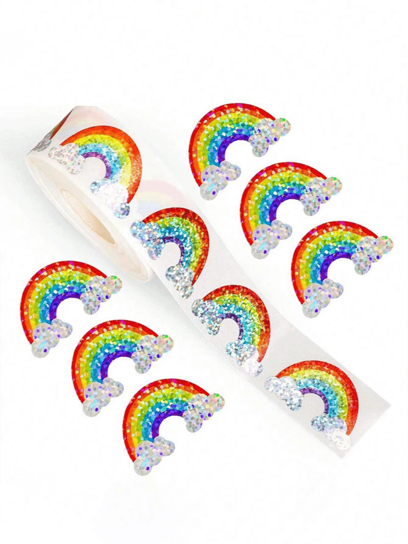 500 miếng/cuộn Miếng dán Holographic cầu vồng, Miếng dán decal vinyl chống thấm nước cho hành lý, đàn guitar, bình nước, ốp lưng điện thoại, máy tính xách tay và quà tặng, thiết kế dễ thương - Nhiều màu - Xem 1