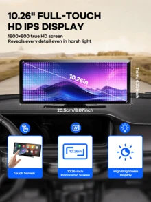 REMAX 10.26-Inch Car Multimedia Video Player Wireless Carplay And Wireless Android Auto Portable Universal Car Monitor Witch Camera, Car MP5 Player, Carplay Fiat 500, Plug And Play Carplay, Stable Classic Choice - 黑色 - 查看 4