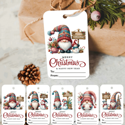 50pcs Cute Christmas Gnome & Snowman Gift Tags With Strings - Festive Holiday Gift Decoration Hanging Labels - Paper Name Tags For Holiday Gifts, Party Favors And Crafts