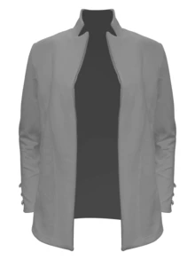 1件女士优雅纯色翻领纽扣开衫毛衣，春秋季 - 深灰色 - 查看 2