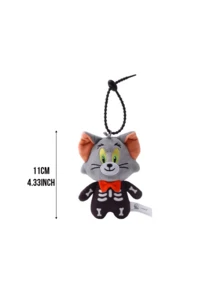 Móc khóa mèo Tom & Jerry hình bộ xương được cấp phép chính thức – Thú nhồi bông mềm màu xám với tai trong màu cam, mắt vàng lục và nơ đỏ, dây xoắn ốc màu đen, kích thước nhỏ gọn 11cm/14,6cm, lý tưởng để làm móc khóa túi xách/móc khóa, người hâm mộ Tom & Jerry và nhà sưu tập phim hoạt hình Halloween - Bộ xương Tom - Xem 10