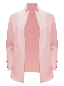 1件女士优雅纯色翻领纽扣开衫毛衣，春秋季 - 粉色 - 查看 2