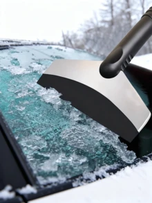 1 pieza Rascador de hielo sin arañazos para coche - Cepillo de nieve de invierno, quitador de escarcha, limpiador de parabrisas, pala rompehielos duradera, ajuste universal para coche/camión/SUV, accesorios esenciales de invierno para automóvil (Negro)