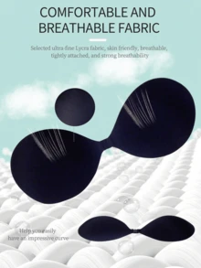 2pairs Invisible Bra Reusable Strapless Front Clasp Invisible Nipple Patches Women Backless Strapless Bra Seamless Self-Adhesive Silicone Nipple Cover Boob Pads Sticker Wedding Dress Lingerie Big Breasts And Small Breasts Are Suitable For No Stuffy Skin And No Curling. - Black - View 6