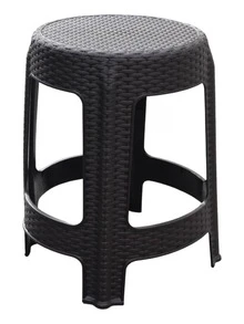 2 Bancos Plástico Rattan Redondo Uso Rudo Jardin Reforzado - Negro - Ver 4