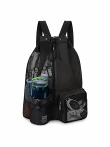 Bolsa de natación con mochila de cuerdas de malla y bolsa húmeda, mochila de playa, mochila de gimnasio