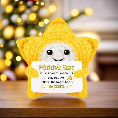 1pc Handmade Crochet Desktop Decor, Cute Pentagram Shape, Great Birthday Gift For Best Friends, Sisters, Moms, Grandmas, Unisex, Keychain, Hanging Ornament, Positive Vibes, Party, Halloween, Christmas, Plush Doll, Room Decor, Small Gift, Souvenir