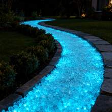5000 Glow Stones, Solar-Powered Outdoor Garden Path Stones, Luminous Pebbles, Suitable For Garden Path Decoration, Aquarium Decoration, Landscape Lighting, And Vase Fillers. Multiple Colors Available. - 白色 - 查看 8
