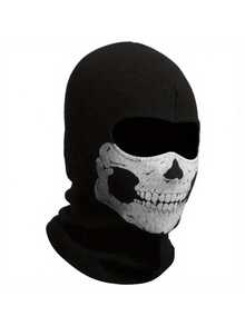 This Mask Features A Ghost Skeleton Design, Suitable For Wind Protection, Especially Suitable For Motorcycle Use. Suitable For Men, Women And Teenagers To Wear During Halloween Cosplay And Outdoor Activities. This Is The Lightweight Version For Spring/Summer. - Black - View 7