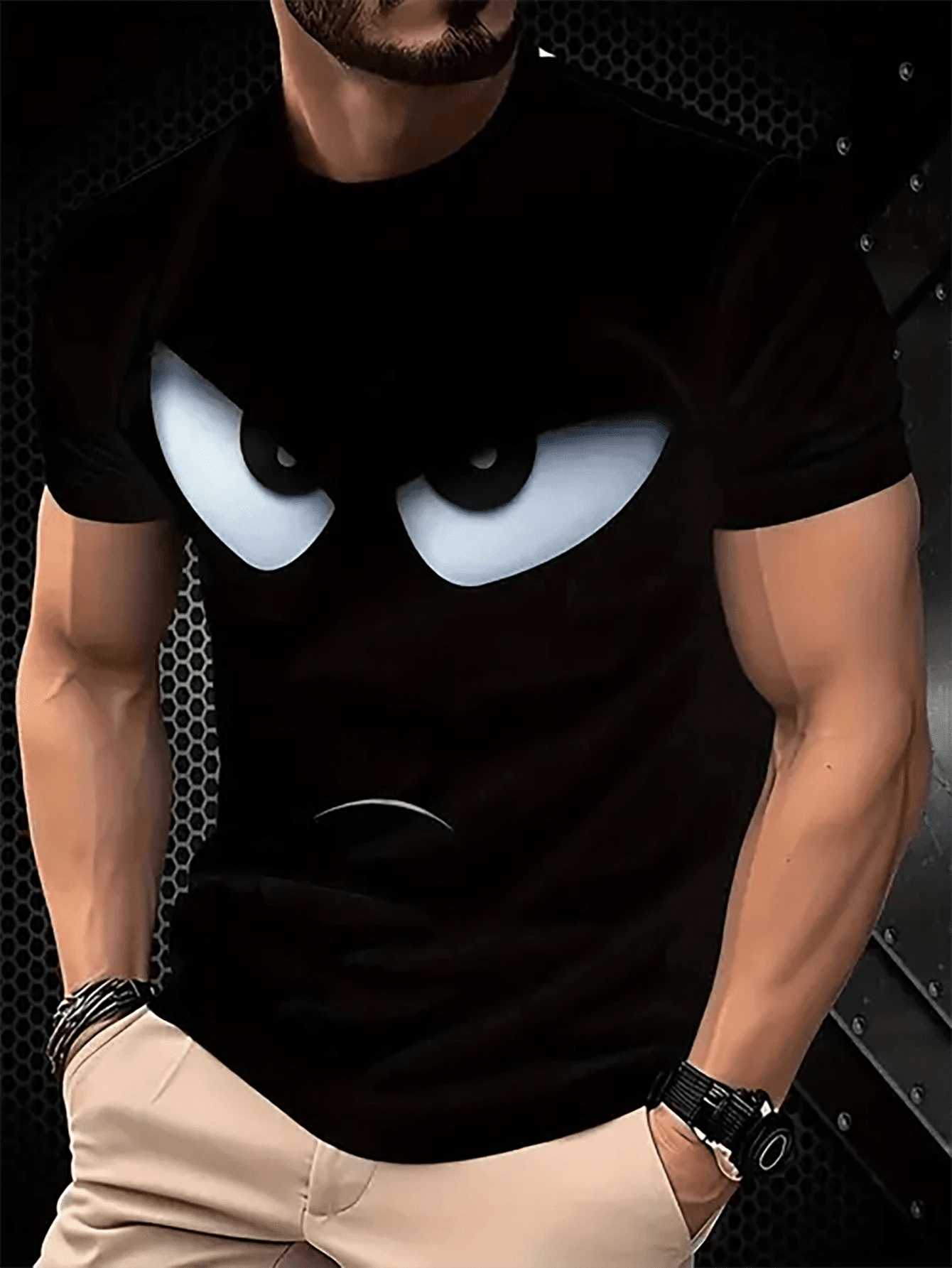 Playeras de Hombre Algodón CR Suave y Transpirable Top Casual Verano Primavera Lavable a Máquina Ropa de Calidad Superior - Negro - Ver 1