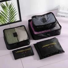 Kit Bolsas de Viagem Organizador Mala Roupa Prático  6 pçs - Rosa Claro - Rosa Bebê - Visão 3