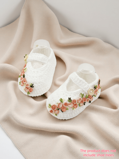 1 Pair Handmade Crochet Flower Pattern Infant Pre-Walker Shoes/Socks
