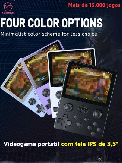 Console de Jogos Portátil|Com 15.000 Jogos Clássicos|Sistema Linux 64GB|Tela IPS HD de 3,5 Polegadas!