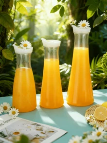 Sticlă de apă cu capac rabatabil, ulcior de suc acrilic transparent, recipient transparent pentru băuturi - potrivit pentru apă, ceai cu gheață, limonadă, suc, băuturi, lapte, ceai rece, recipient pentru suc, sticlă de apă cu gură îngustă transparentă, perfectă pentru picnicuri în aer liber, vacanțe la plajă și întâlniri.