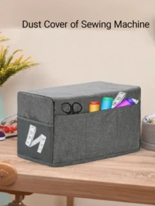 1pc Sewing Machine Cover,Dustproof & Waterproof,Pockets To Hold Sewing Supplies,Ruggedizing Dust Cover With Convenient Side Pockets, Sturdy Handle For Most Standard Machines (L46xW21xH32cm).,Kitchen Decor,Household Items - Multicolor - View 9