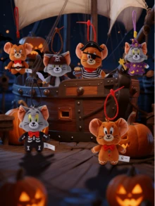 Móc khóa mèo Tom & Jerry hình bộ xương được cấp phép chính thức – Thú nhồi bông mềm màu xám với tai trong màu cam, mắt vàng lục và nơ đỏ, dây xoắn ốc màu đen, kích thước nhỏ gọn 11cm/14,6cm, lý tưởng để làm móc khóa túi xách/móc khóa, người hâm mộ Tom & Jerry và nhà sưu tập phim hoạt hình Halloween - Bộ xương Tom - Xem 9