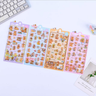 3D立体浮雕水豚卡通动物可爱装饰贴纸，适用于手机壳、手账、手工制作、趣味贴纸、日记装饰、浮雕贴纸、可爱贴纸、水瓶贴纸、艺术与手工、学习用品、返校季、可爱奖励贴纸、趣味贴纸、书籍装饰、成人贴纸、水瓶贴纸