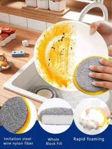 2/5/10pcs, Kitchen Dishwashing Sponge, Does Not Hurt Pot Brush Pot Artifact, Household Double-Sided Cleaning Sponge Wipe, Scouring Pad, Kitchen Scrub Sponge, Cleaning Supplies, Cleaning Tool - Multicolor - View 2