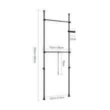 SoBuy FRG109 Telescopic Wardrobe System With 2 Clothes Rails Clothes Storage System Shelving System Clothes Rack Light Grey - Black - View 3