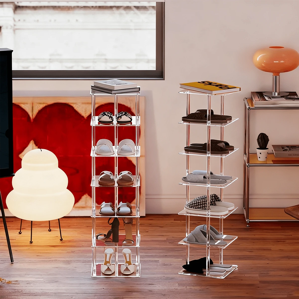 25x25 Acrylic Shoe Rack, Multi-Tier Space-Saving Shoe Organizer, Entryway Shoe Storage Rack, Fashionable Home Decor Item