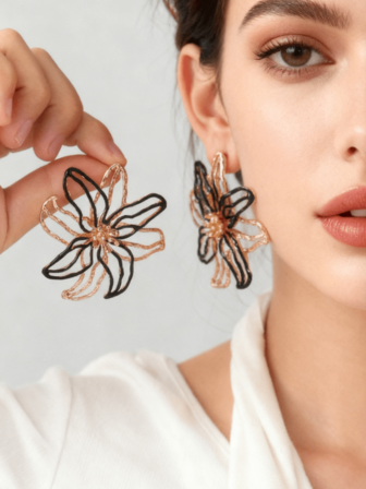 1 Pair Vintage Oversized Oil Drop Flower Earrings, Suitable For Daily Wear, Parties, And Holidays