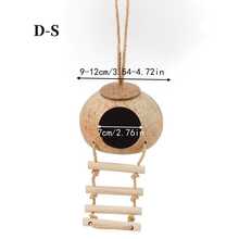 1 个 4/6 英寸椰子壳鸟巢，虎纹鹦鹉保暖繁殖悬挂黄麻绳鸟屋仓鼠窝