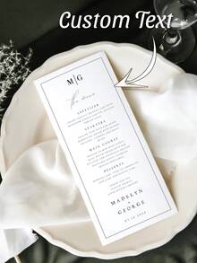 20pcs Custom Elegant Minimal Wedding Menu, Personalized Modern Script Dinner Menu, Editable Reception Menu, Minimalist Wedding Menu Card, Custom Menu Template, Elegant Wedding Supplies, Wedding Reception Menu, Engagement Party Menu, Bridal Shower Menu, Anniversary Dinner Menu, Customizable Menu Design - Multicolor - View 7