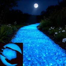 5000 Glow Stones, Solar-Powered Outdoor Garden Path Stones, Luminous Pebbles, Suitable For Garden Path Decoration, Aquarium Decoration, Landscape Lighting, And Vase Fillers. Multiple Colors Available. - 藍色 - 查看 8