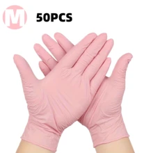 100只/包 一次性粉色丁腈手套，适用于家庭卫生和清洁，可重复使用，无粉，无乳胶，柔软舒适，采用优质丁腈材料制成，适合家庭和专业清洁人员使用（袋装） - 粉色 - 查看 13