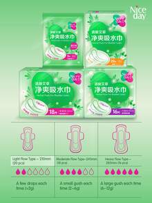 Niceday 18片/6包 245mm轻度失禁护垫 艾蒿洋甘菊卫生巾 日用护垫 迷你卫生巾 除臭 暖宫 女士卫生巾 超强吸收 无侧漏 透气干爽 孕妇老人适用 - 245mm(18pcs/6packs) - 查看 11