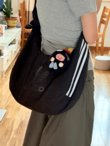 Adidas Originals Women's Plus Size Logo Nylon Cloud Wristlet Pouch Crossbody Shoulder Bag JP0146 - Black - View 8