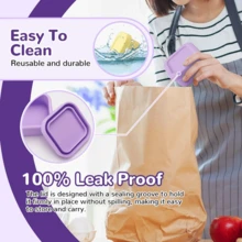 KUNT 1个100毫升方形纯硅胶食品储物容器，调味品、沙拉酱、番茄酱保鲜容器，大号果冻硅胶冰格 - 彩色 - 查看 8