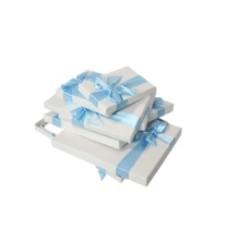 Blaue und weiße rechteckige Geschenkbox-Set mit 10 Stücke und Schleife für elegante Verpackung