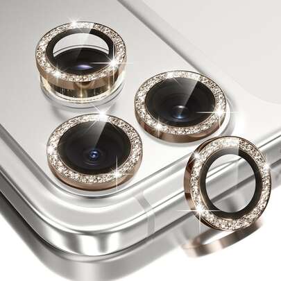 1 set Protector de lente de cámara compatible con iPhone 17 16 15 14 13 12 11 Pro Max, [Protección contra caídas] [Compatible con fundas] [Fácil instalación] Protector de pantalla de cámara de vidrio templado 9H Accesorios