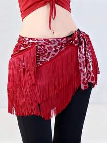 女式流苏舞裙拉丁萨尔萨探戈国标裙性感流苏裹身裙迷你短裤裙 - 彩色 - 查看 8