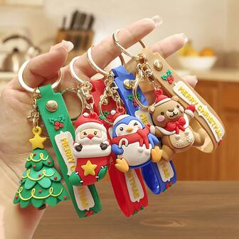 Christmas Keychain Pendant, Cartoon PVC Keychain, Christmas Gift, Keyring Small Gift, Suitable For Party Favors, Christmas Gifts, Birthday Gifts, Christmas Decorations