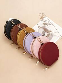 Bolsa de almacenamiento redonda multifuncional compacta - Organizador colgante de auriculares, llaves y monedas, bolso de mano mini de moda disponible en múltiples colores, ideal para salidas diarias y estilo de vida de ocio para mujeres, billetera mini, monedero, monedero pequeño, monedero de monedas - Multicolor - Ver 1