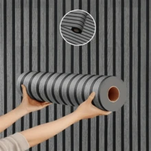 1pc Wood Grain 3D Self-Adhesive Wall Sticker, Waterproof & Oil-Proof PVC Wallpaper, Easy To Install & Peel, Durable & Anti-Scratch, Home Decor Wallpaper, Pre-Lined Design, Semi-Gloss Finish, Rectangular Shape, Multi-Surface Application, One-Time Use For Ceramic Surface Vinyl Home Renovation Wallpaper, 17.71X393.7inch Wall Paper Wall Stickers Wall Decor Room Decor Bedroom Decor