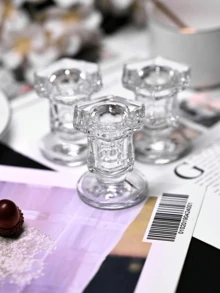 3/2 szt./1 szt. szklanych świeczników, stojące europejskie retro tłoczone kryształowe świeczniki, dekoracja stołu w salonie na walentynki, aromaterapeutyczna podstawa świecy, romantyczna dekoracja - świeczniki i świeczniki do domu, salonu, sypialni, hotelu/restauracji/przestrzeni komercyjnej - idealne na wesela, walentynki i Nowy Rok