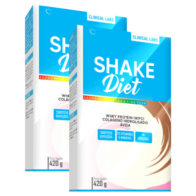 Kit 2 Unidades Shake Diet 420g – Clinical Labs – Whey Protein com Colágeno e Aveia