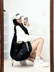 Adidas Originals Women's Plus Size Logo Nylon Cloud Wristlet Pouch Crossbody Shoulder Bag JP0146 - Black - View 9