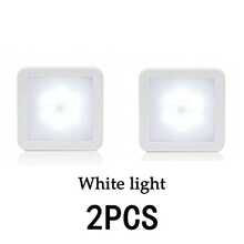 4 件/2 件/1 件 LED 运动传感器夜灯,智能 PIR 传感器橱柜壁灯,易于安装,15 秒自动关闭,暖光和冷光选项,电池供电无线方形传感器灯,适用于浴室、卧室、走廊、楼梯、橱柜 - 白色外殼 - 查看 14