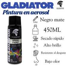 GLADIATOR Pintura en aerosol multiusos antióxido – Secado rápido, alto brillo, fuerte adherencia, ideal para metal, moto, bicicleta y muebles (450ml) - Negro mate - Ver 4