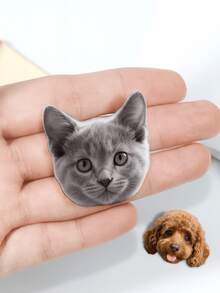 1 Pc Custom Cat Pin, Cute Cat Head Pins, Personalized Cat Pins, Gifts For Cat Lovers, Kawaii Kitty Pin, Personalized Pet Badge, Custom Cat Brooch - Real - View 4