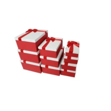 Rechteckige Geschenkbox-Set in Weihnachtsrot und Weiß, 10 Stücke mit Schleife für elegante Verpackung - Rot - Übersicht 6